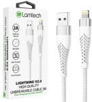 Lamtech Cablu Date si Incarcare Lamtech, USB la Lightning, Incasabil, 2A, 2m, Argintiu