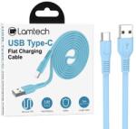 Lamtech Cablu Date si Incarcare Lamtech, USB la Type-C, Plat, 3A, 1m, Albastru