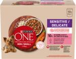 Purina One Mini Sensitive/Delicate lazaccal rizzsel nedves kutyaeledel 10 x 85 g (850 g)