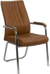  Scaun asteptare maro din piele sintetică cu cadru cromat HRC 614