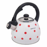 Kinghoff KH-1736 Teáskanna, Sípszóval, Fehér-Piros Pöttyös, 2.0L