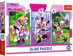 Trefl Trefl: Minnie mouse și prietenii - puzzle 3 x 80 piese (34889) Puzzle