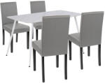 Leziter Megan 4+1 étkező garnitúra fehér-szürke (LEAB140-WH_LKE-GR_4) - homelux