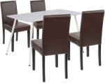 Leziter Megan 4+1 étkező garnitúra fehér-barna (LEAB140-WH_LKE-BR_4) - geminiduo