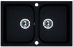 Laveo SRC_720B - LAVEO Celia 80 kétmedencés gránit mosogató dugókiemelővel 760X480 matt fekete (SRC_720B)