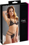 Cottelli Collection - дантелен комплект с отворена чашка - черен - XL (22112541051)