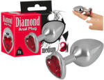 You2Toys - Diamond - 85 г алуминиева анална тапа (сребристо-червена) - desirel