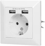 ORNO OR-AE-13140 (321334) dugalj süllyesztett, két USB töltővel, 16A, 3680W, 230V, USB MAX 5V 2, 1A (OR-AE-13140)