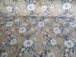  Pamutvászon textil - 160 cm / szürke alapon kék-fehér virág mintás