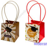  Ballagó mintás nagy kocka virágtáska 13x12x15cm - Barna