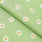 Goldea teflon szövet terítőknek - százszorszépek zöldes alapon 160 cm