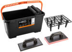 NEO TOOLS Burkolókészlet, csempéző: 24L vödör ráccsal, görgővel, gumi és puha szivacsos simítóval (50-254) - szerszamhaz