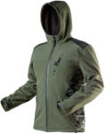 NEO TOOLS Terepmintás softshell munkavédelmi kabát, víz- és szélálló, kapucni, CAMO, vízáll: 5000mm, XL (81-553-XL) - szerszamhaz