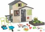 Smoby Set Căsuța Prietenilor cu ușă mare și loc de relaxare lângă stratul de flori Friends Evo Life Playhouse Smoby extensibilă (SM810206-24) Casuta pentru copii