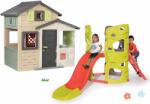 Smoby Set căsuța Prietenilor cu ușă mare și cățărătoare Friends Evo Life Playhouse Smoby cu 3 pereți de cățărat și tobogan extensibil (SM810206-8) Casuta pentru copii