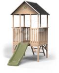 EXIT Toys Căsuță panoramică pe piloni Panorama 300 Wodden Playhouse Exit Toys din chiparos cu tobogan de la 3 ani (ET50520300) Casuta pentru copii