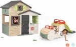 Smoby Set căsuța Prietenilor cu ușă mare și cățărătoare Mașină Friends Evo Life Playhouse Smoby cu nisipar și tobogan extensibil cu apă (SM810206-10) Casuta pentru copii