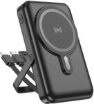 BOROFONE Power Bank 10000mAh BJ67 Clever - USB + Type C - QC 3.0 22, 5W + PD 20W mágneses indukciós töltéssel, Type C, Lightning és USB kábelekkel fekete