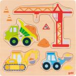 Goki Puzzle din lemn pentru bebeluși Goki din 12 piese - Mașini de construcții (57439) Puzzle