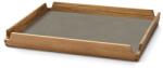 LIND DNA Tavă de servire AIRY NUPO 30 x 30 cm, întunecat gri / maro, piele / lemn, LIND DNA (LIND992423) Tava