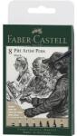 Faber-Castell Művész filc készlet 8db-os FABER Pitt 199 fekete, Pigmentált India tinta, vastagság: XXS; S; F; M; 1, 5mm; C; B; FH (167158)