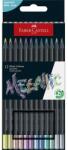 Faber-Castell Színes ceruza készlet 12db-os Faber-C háromszögletű, fekete test, 116415 Black Edition metál színek, magas pigmentáltság