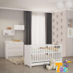 Todi White Bunny babaszoba szett - átalakítható 70x140cm kiságy és 3 fiókos komód pelenkázó feltéttel - babymax
