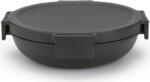 Brabantia Make & Take Lunch Bowl ételhordozó tál, 1000 ml, szivárgás- és légmentes záródás, bepattintós (clip-on) zárómechanizmus, lapos - kerek forma, BPA mentes műanyag, sötétszürke - 206009 (206009)