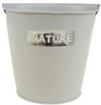  Kaspó fém 11.5/8.5*H9.5cm nature felirattal szürke (VTA219)
