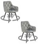  Set 2 Scaune JORK360 Catifea Gri Argintiu/Negru