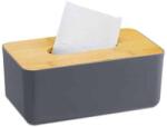Relaxdays Suport servetele, capac bambus, gri/maro natur, 10 x 23 x 13 cm (10032650)