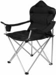 Tresko Scaun de camping/pescuit, captusit, cu spuma, pliabil, suport pahar, capacitate 150 kg, negru (TRK-8CPS-005)