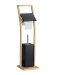 Relaxdays Suport pentru hartie igienica cu perie de toaleta, bambus/otel, 74 x 20 x 20 cm (10048518_0)