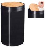 Relaxdays Cos de gunoi, multifunctional, capac din bambus, 5, 5 L, negru/maro natur, 26, 5 x 18 cm (10027729N EAN 4052025922580) Cos de gunoi