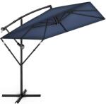 Tillvex Umbrela de soare patrata, pentru gradina si terasa, Tillvex®, Ø 330 cm, inclinabila, protectie UV 50+, husa protectie, rotativa la 360°, cu manivela, albastru (TVESNS-002)