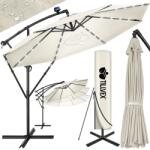 Tillvex Umbrela terasa/gradina cu lumina LED, husa protectie, panou incarcare solara, protectie UV 50+, rotire la 360°, inclinatie reglabila, manivela, Ø 300 cm, crem (TVSNS-009)
