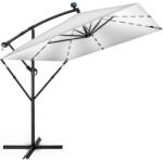 Tillvex Umbrela patrata cu LED pentru gradina si terasa, Tillvex®, Ø 330 cm, inclinabila, protectie UV 50+, husa protectie, rotativa la 360°, cu manivela, gri (TVESNS-012)