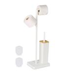 Relaxdays Suport pentru hartie igienica cu perie de toaleta, loc pentru rezerve, alb (10050741A)