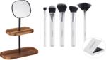 Relaxdays Set pensule machiaj DeLuxe, 5 piese in cutie si oglinda cosmetica cu 2 rafturi (RLX-8605859)