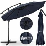 Tillvex Umbrela terasa/gradina, protectie UV 50+, rezistent la intemperii/vant, acoperire hidrofuga, rotire la 360°, inclinatie reglabila, manivela practica, inaltime 240 cm x Ø 300 cm, albastru inchis (TVSNS