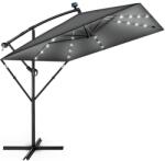 Tillvex Umbrela patrata cu LED pentru gradina si terasa, Tillvex®, Ø 330 cm, inclinabila, protectie UV 50+, husa protectie, rotativa la 360°, cu manivela, antracit (TVESNS-009)