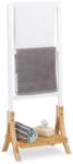 Relaxdays Suport prosoape cu 3 sine, raft, bambus/MDF, alb/natur (10020978)