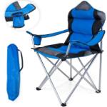 Tresko Scaun de camping/pescuit, captusit, cu spuma, pliabil, suport pahar, capacitate 150 kg, albastru (TRK-8CPS-002)