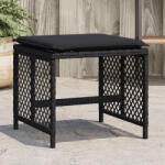 vidaXL 4 db fekete polyrattan kerti szék párnával 41 x 41 x 36 cm (365049)