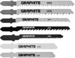 GRAPHITE Dekopírfűrészlap készlet, T-befogó, fém-fa-műanyag-rétegelt lemez, 10db (57H755)