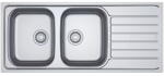 Franke Chiuveta inox Franke SKX 621 DR, dreptunghiulara, 101.0712. 334. 2 cuva si picurator pe partea dreapta, 116x50x14 cm, adancime cuva 14 cm, Inox lucios (101.0712.334) Chiuveta