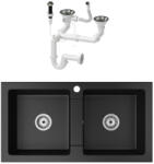 NERO Gránit Mosogató NERO Lybra + Dugóemelő Matt Fekete