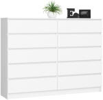 AKORD CLP K160 Komód Laminált Fehér 10 Fiókos