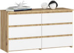 AKORD CL100 Artisan Tölgy Komód 6 Fiókos Fehér Matt