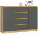 AKORD CLP Artisan Komód Laminált Tölgy/Szürke 4-Fiókos